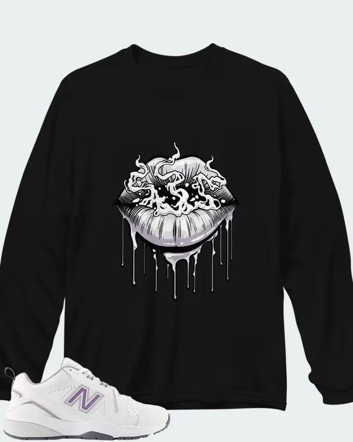 New Balance White Candied Violet Neptune Grey Matching Long Sleeve T-Shirt