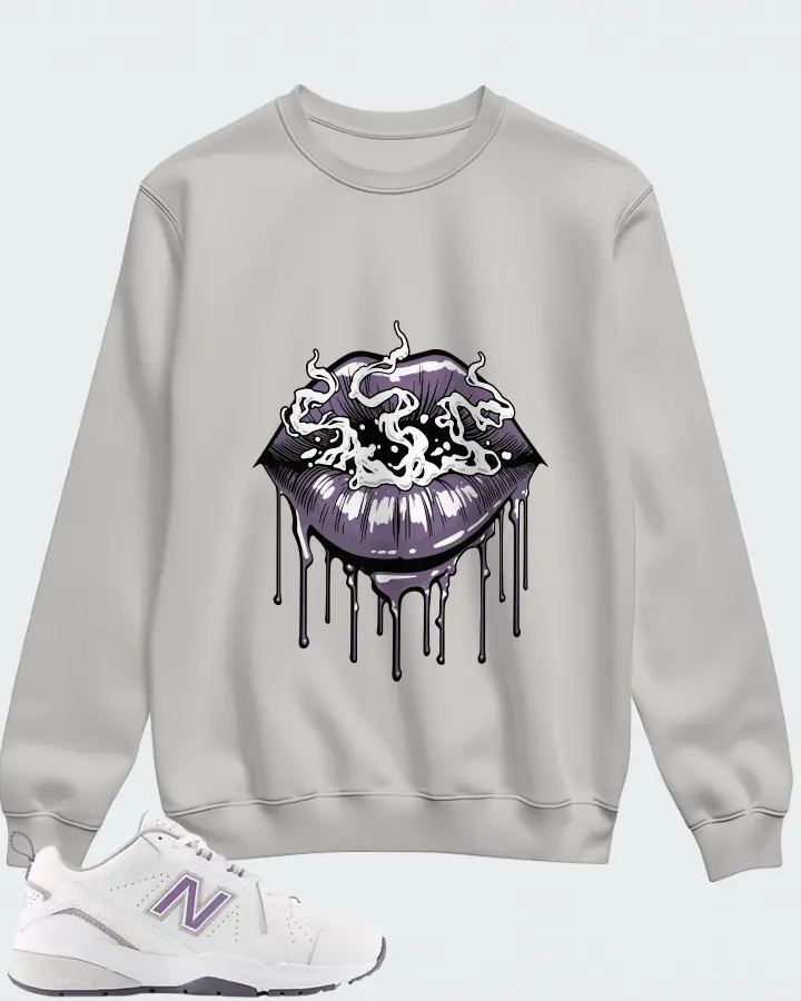 New Balance White Candied Violet Neptune Grey Matching Sweatshirt