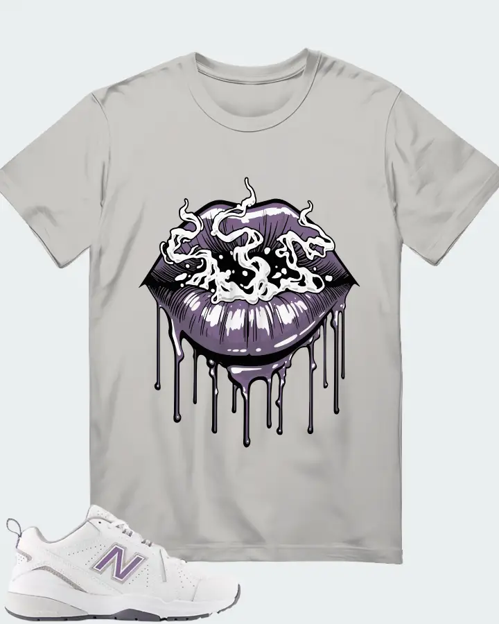New Balance White Candied Violet Neptune Grey Matching T-Shirt