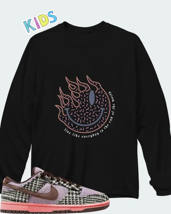 Harris Tweed x Nike Wmns Dunk Low Purple Pink Matching Kid's Long Sleeve T-Shirt