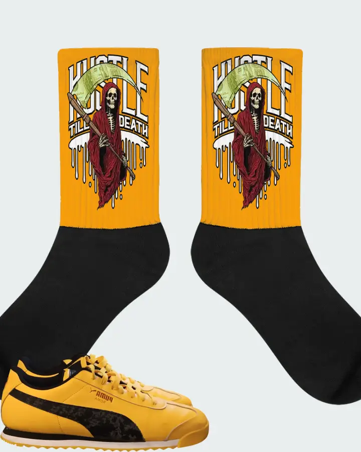 Puma Roma 24 Sunny Yellow Black Matching Socks