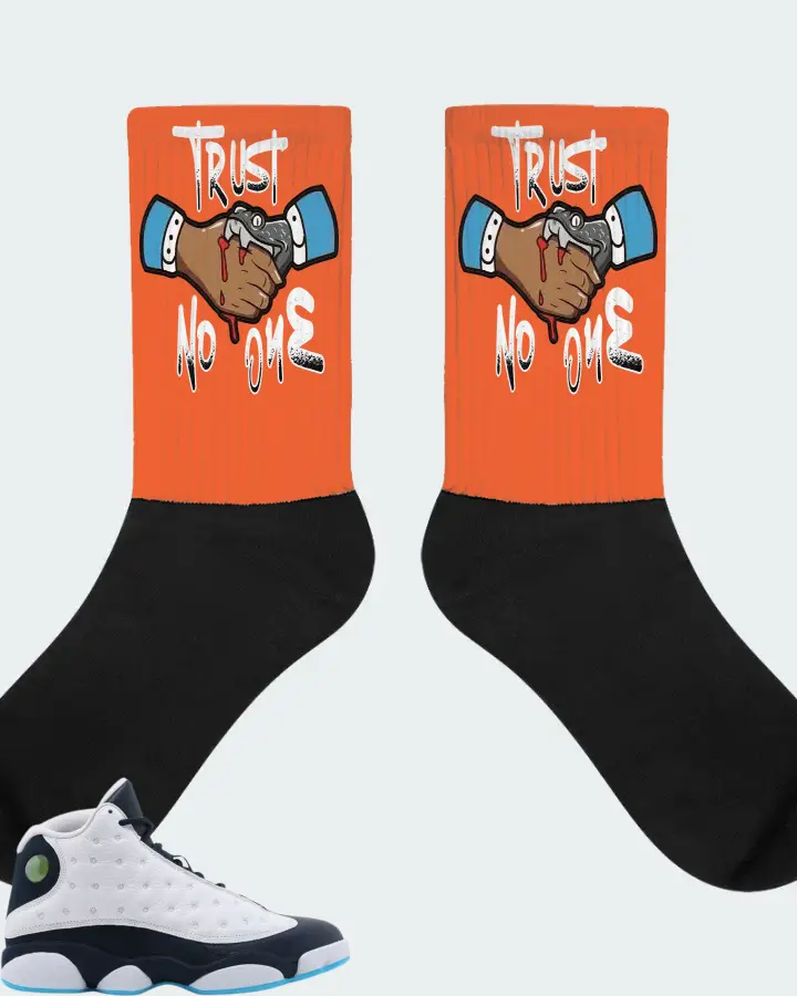 Jordan 13 Retro Sneaker Matching Orange Socks - Trust No One