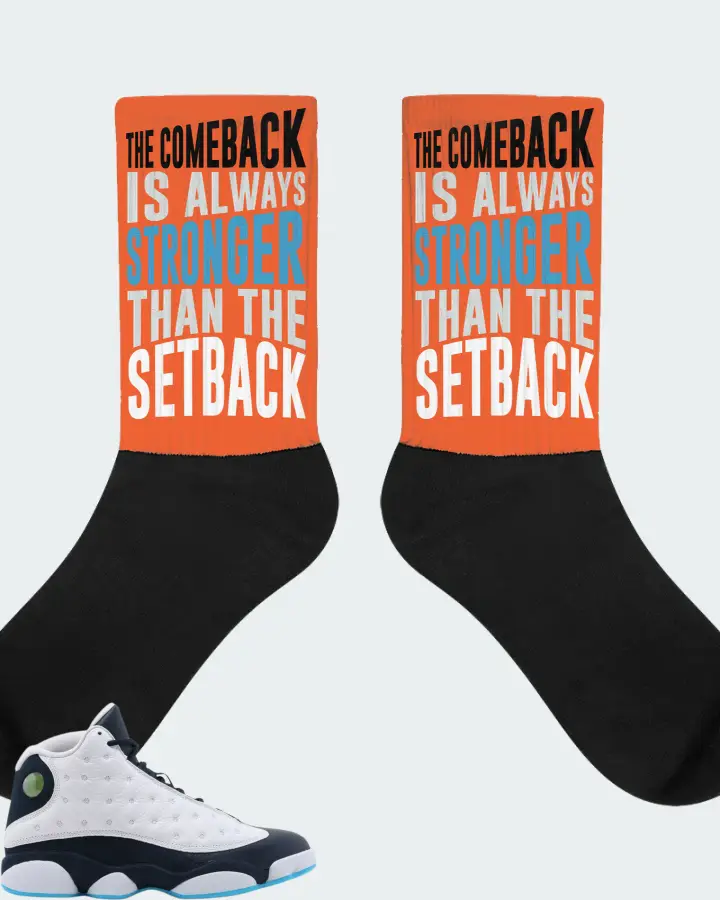Jordan 13 Retro Sneaker Matching Orange Socks - The Comeback
