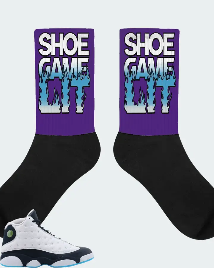 Jordan 13 Retro Sneaker Matching Purple Socks - Shoe Game Lit Refreshed