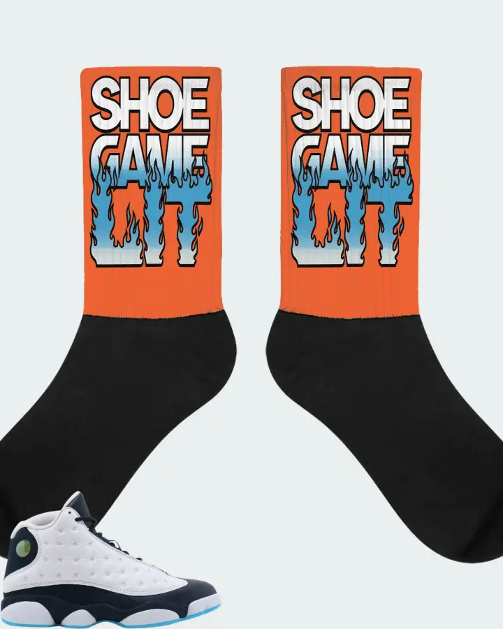 Jordan 13 Retro Sneaker Matching Orange Socks - Shoe Game Lit Refreshed