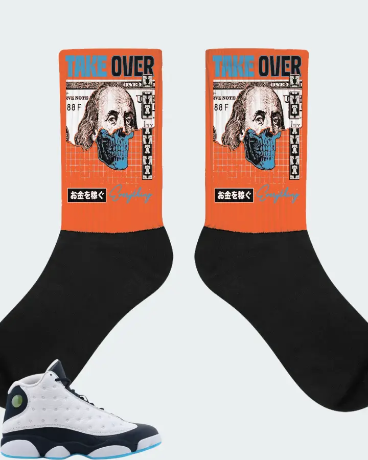 Jordan 13 Retro Sneaker Matching Orange Socks - Take Over