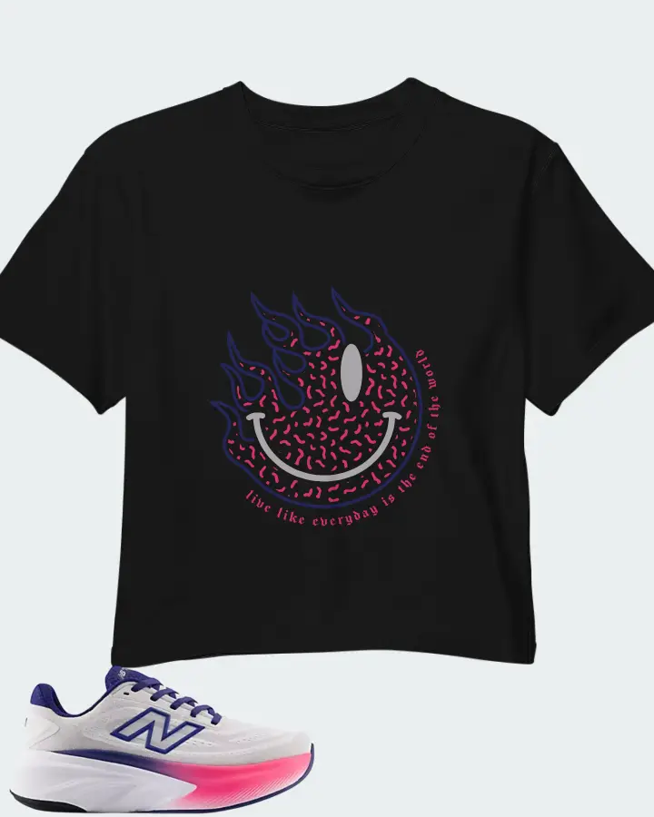 New Balance Fresh Foam X More v6 - Reflection Blue Oyster and Pink Heat Matching Crop Top