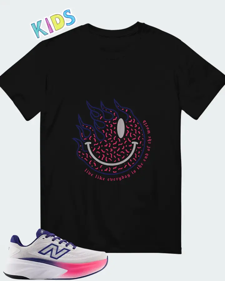 New Balance Fresh Foam X More v6 - Reflection Blue Oyster and Pink Heat Matching Kid's T-Shirt