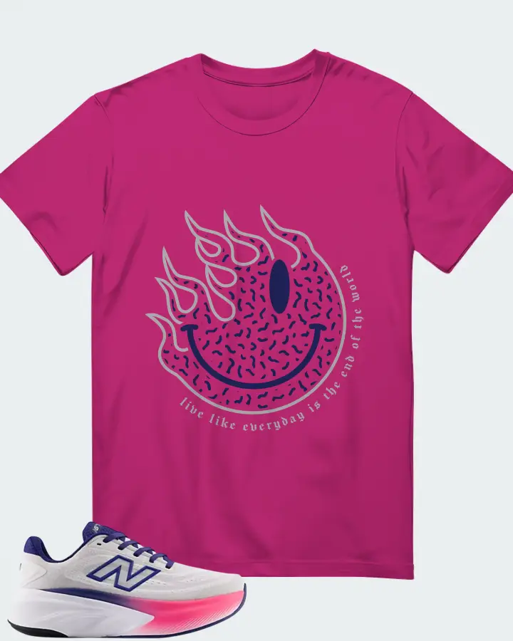 New Balance Fresh Foam X More v6 - Reflection Blue Oyster and Pink Heat Matching T-Shirt