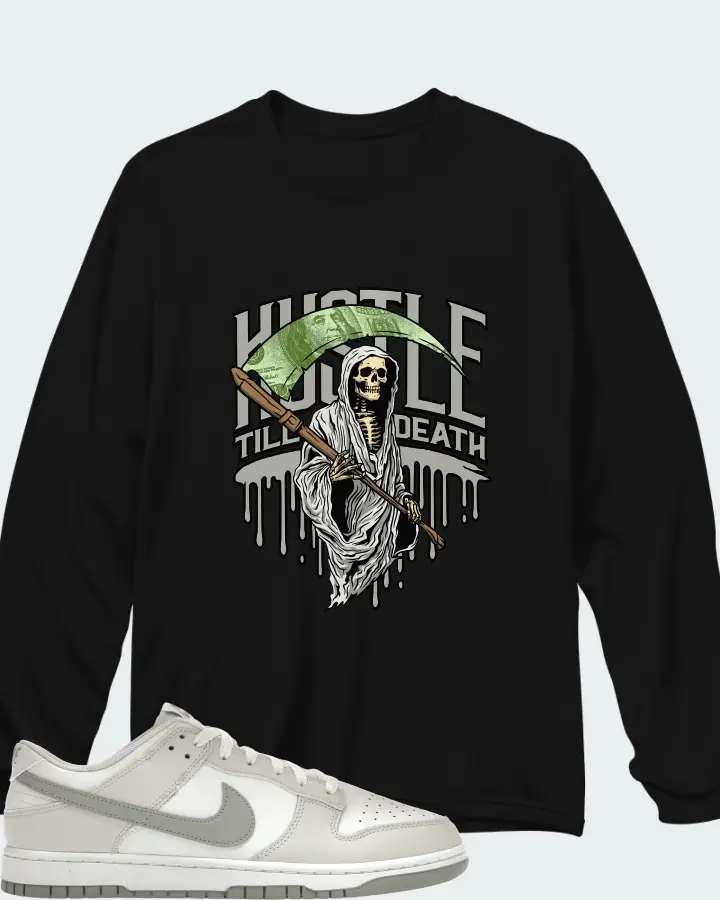 Nike Dunk Low Retro Summit White Light Smoke Grey Matching Long Sleeve T-Shirt