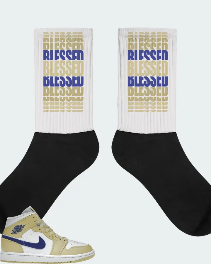 Jordan 1 Mid Sneaker Matching White Socks - BLESSED Many Times