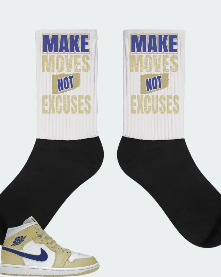 Jordan 1 Mid Sneaker Matching White Socks - Make Moves Not Excuses