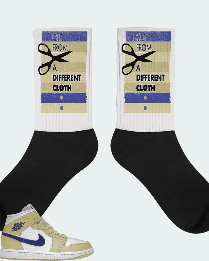 Jordan 1 Mid Sneaker Matching White Socks - Cut From a Different Cloth