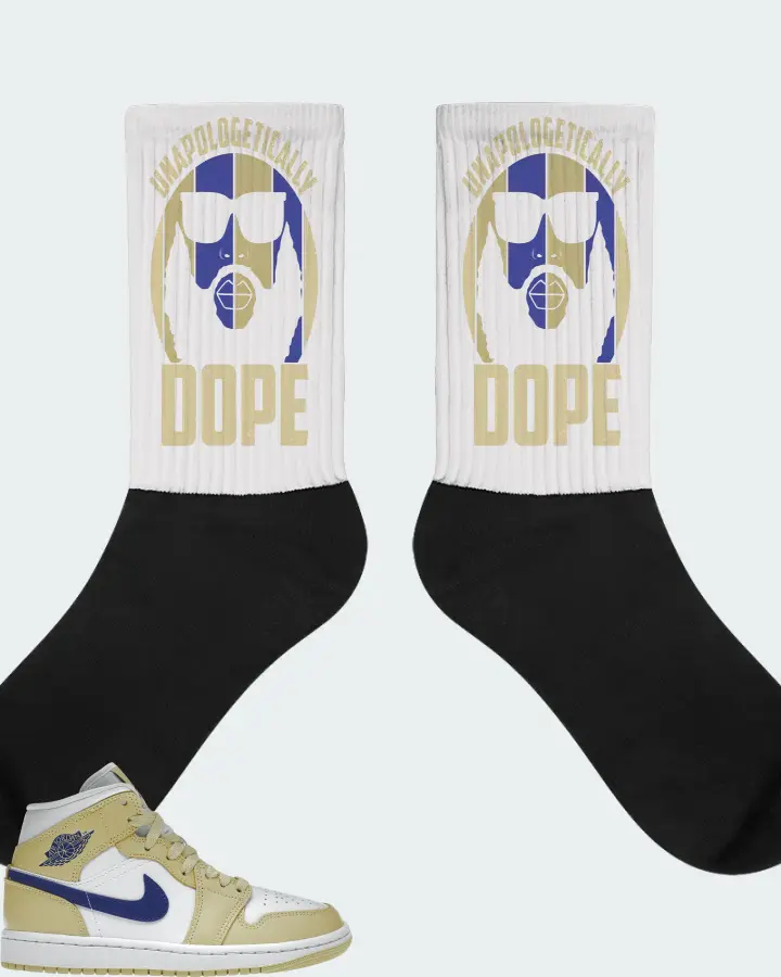 Jordan 1 Mid Sneaker Matching White Socks - UNAPOLOGETICALLY DOPE Man