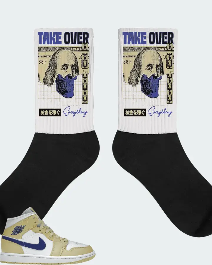 Jordan 1 Mid Sneaker Matching White Socks - Take Over