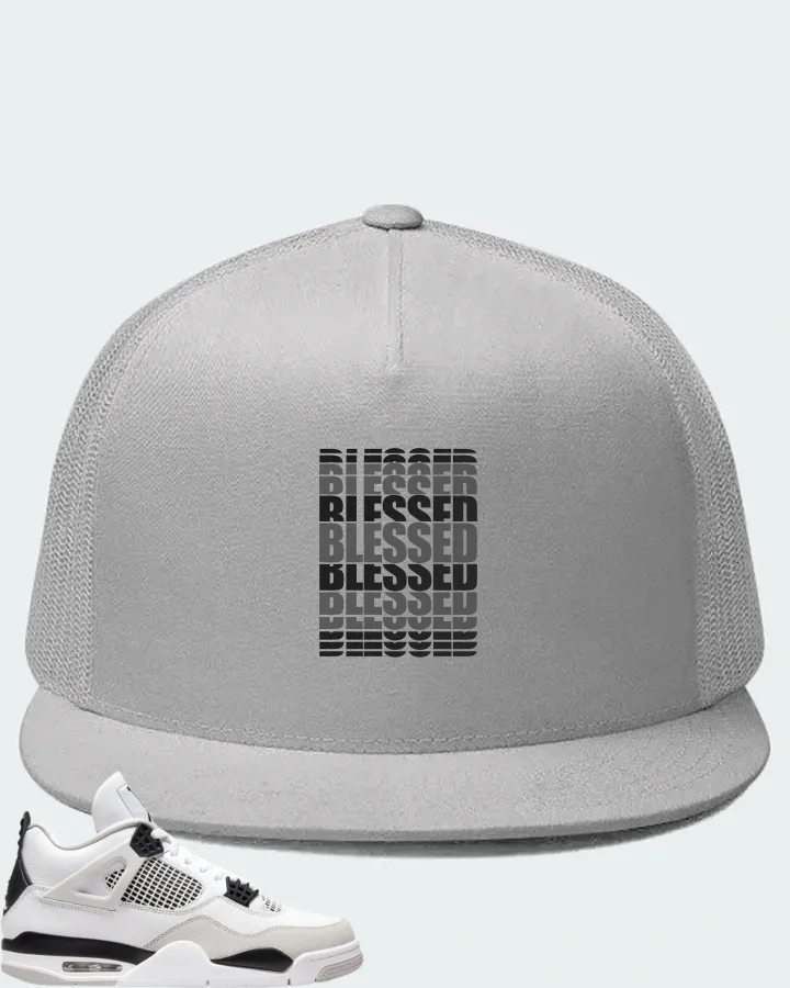 Jordan 4 Retro Sneaker Matching White Hat - BLESSED Many Times