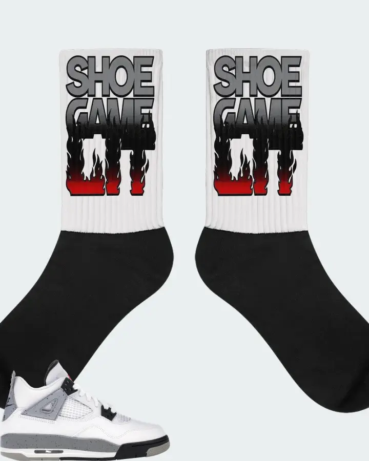 Jordan 4 Retro Sneaker Matching White Socks - Shoe Game Lit Refreshed