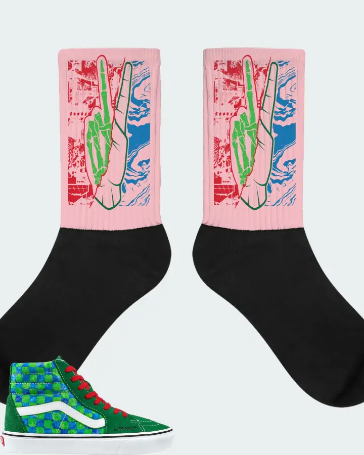 Vans Sk8-Hi Sneaker Matching Pink Socks - Peace of mind