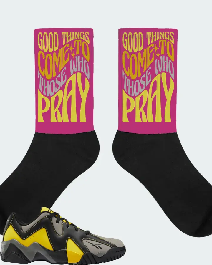 Reebok Kamikaze II Low Sneaker Matching Berry Socks - Good Things Come To Those Who Pray
