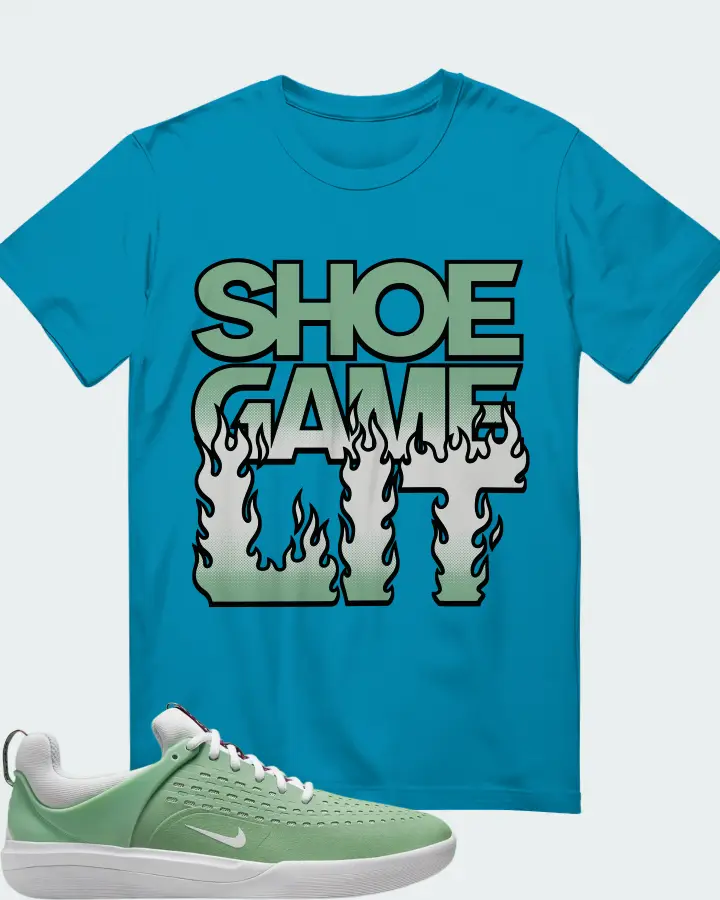 Nike SB Nyjah 3 Sneaker Matching Aqua T-Shirt - Shoe Game Lit Refreshed