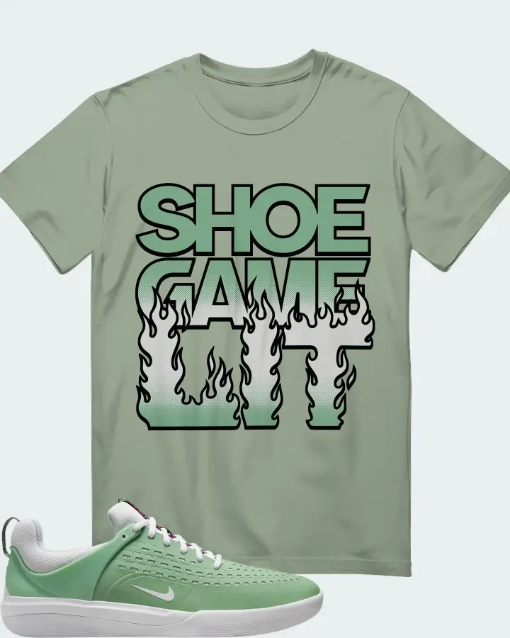 Nike SB Nyjah 3 Sneaker Matching Sage T-Shirt - Shoe Game Lit Refreshed