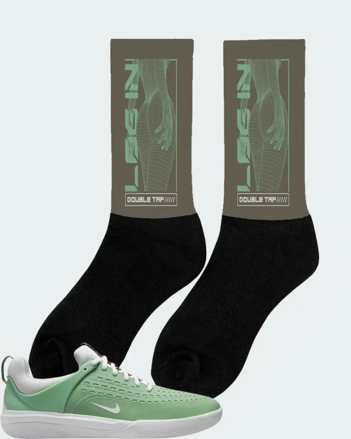 Nike SB Nyjah 3 Sneaker Matching Army Green Socks (LOGIN) - View 3