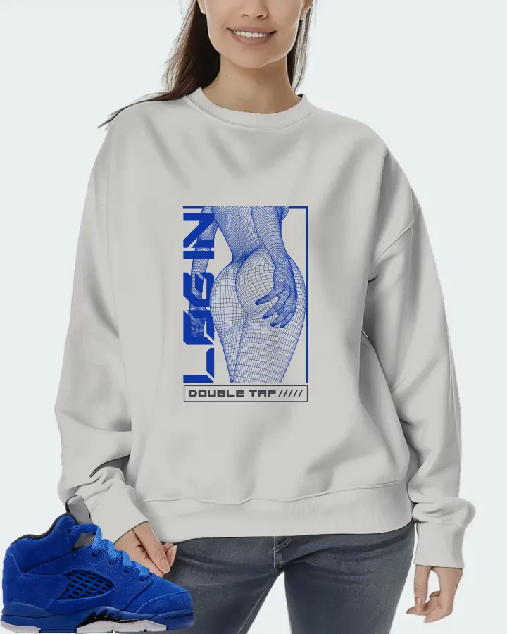 Jordan 5 Retro  Blue Suede (TD) Sneaker Matching Grey Sweatshirt (LOGIN) - View 5