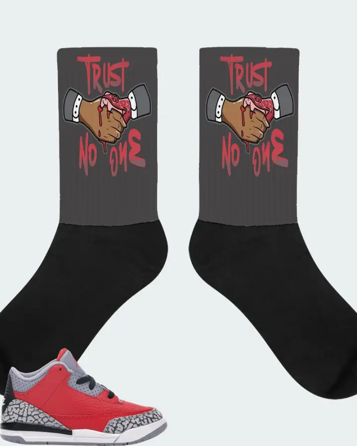 Jordan 3 Retro Sneaker Matching Dark Grey Socks - Trust No One