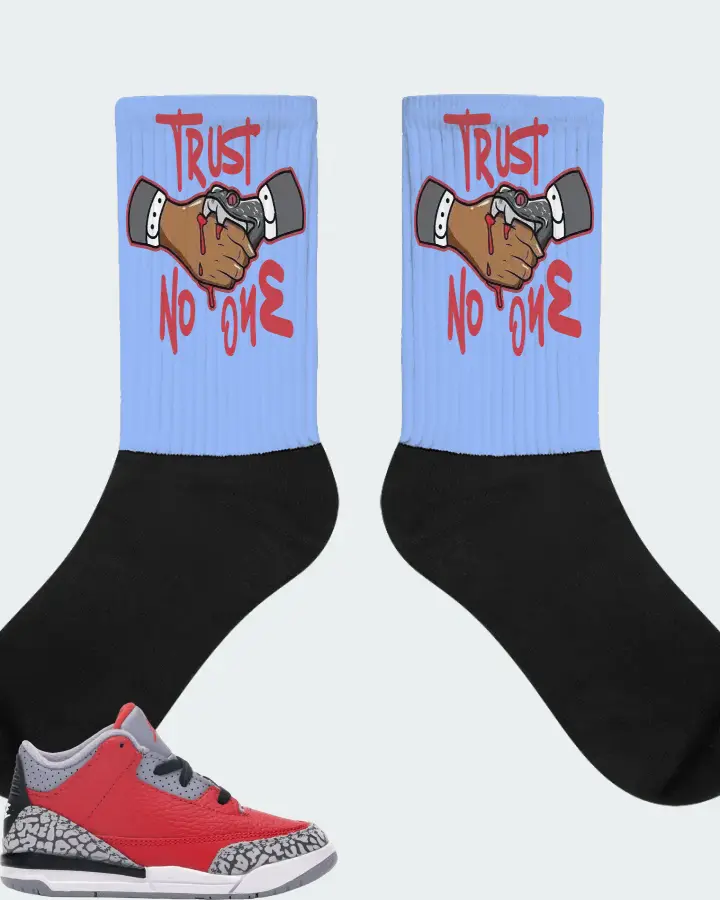Jordan 3 Retro Sneaker Matching Carolina Blue Socks - Trust No One