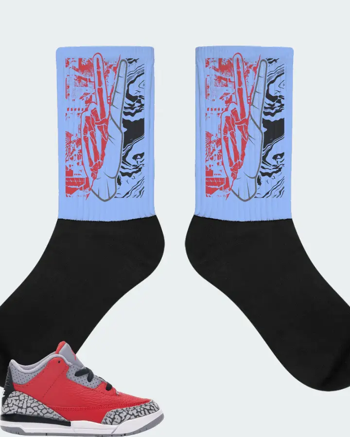 Jordan 3 Retro Sneaker Matching Carolina Blue Socks - Peace of mind