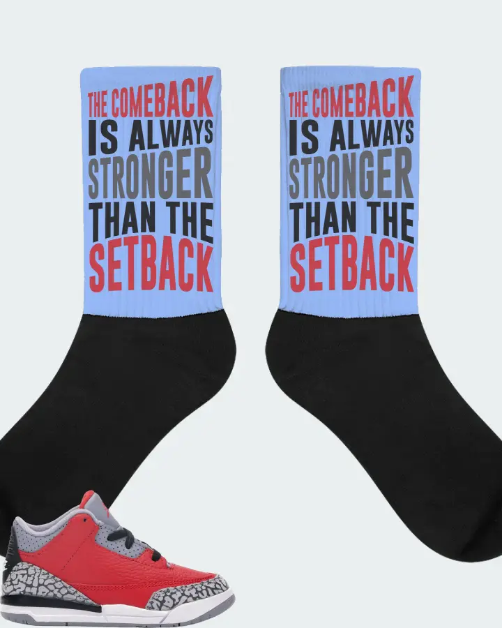 Jordan 3 Retro Sneaker Matching Carolina Blue Socks - The Comeback