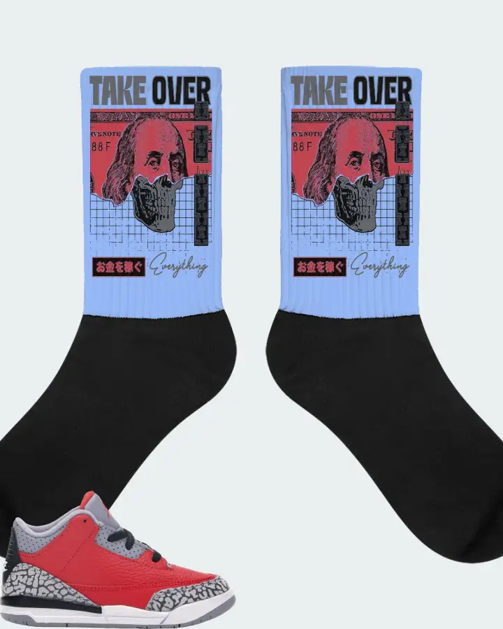 Jordan 3 Retro Sneaker Matching Carolina Blue Socks - Take Over