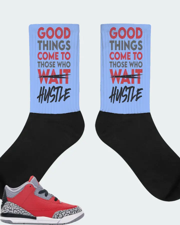 Jordan 3 Retro Sneaker Matching Carolina Blue Socks - Good Things Come