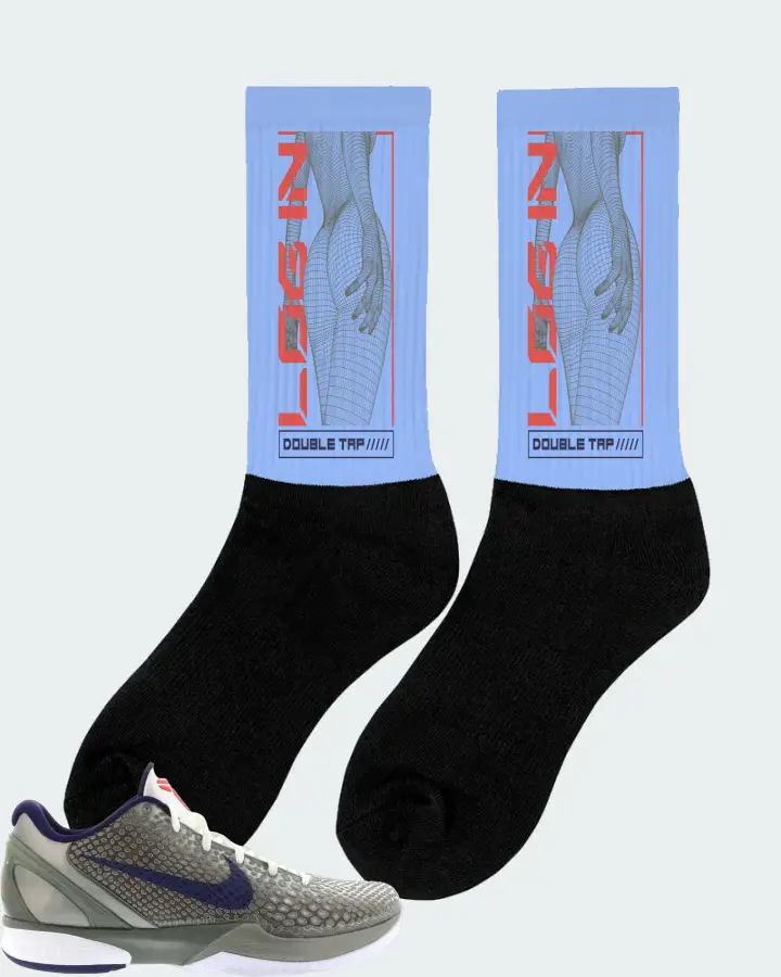 Nike Kobe 6 Sneaker Matching Carolina Blue Socks (LOGIN) - View 3