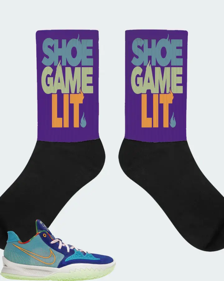 Nike Kyrie 4 Low Sneaker Matching Purple Socks - Shoe Game Lit Classic