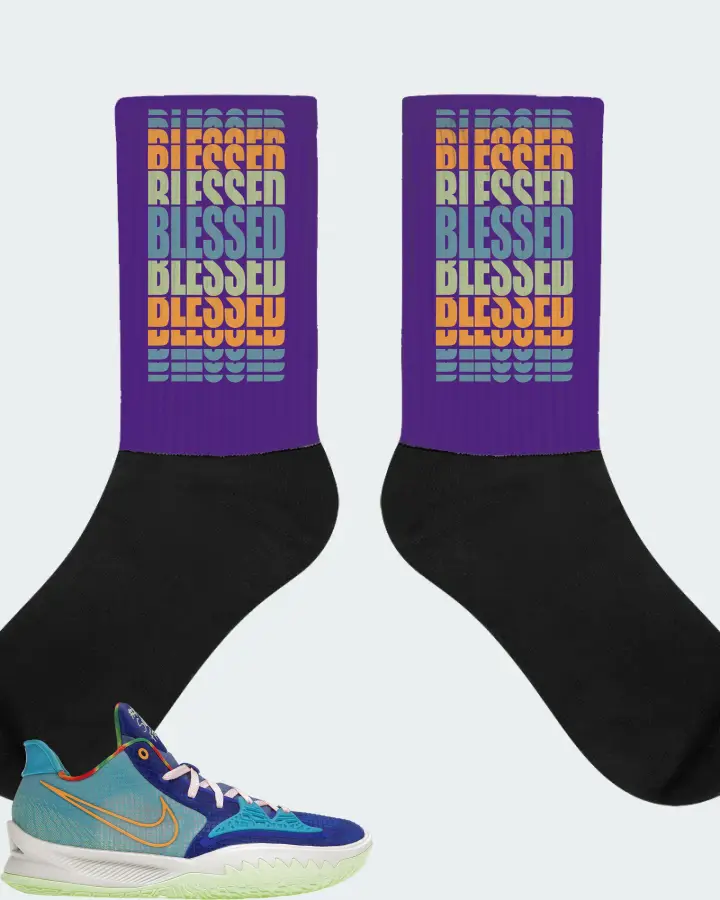 Nike Kyrie 4 Low Sneaker Matching Purple Socks - BLESSED Many Times