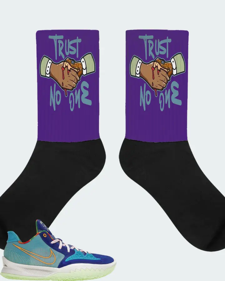 Nike Kyrie 4 Low Sneaker Matching Purple Socks - Trust No One