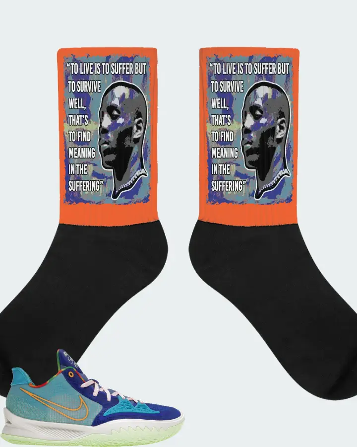 Nike Kyrie 4 Low Sneaker Matching Orange Socks - DMX Suffer Quote