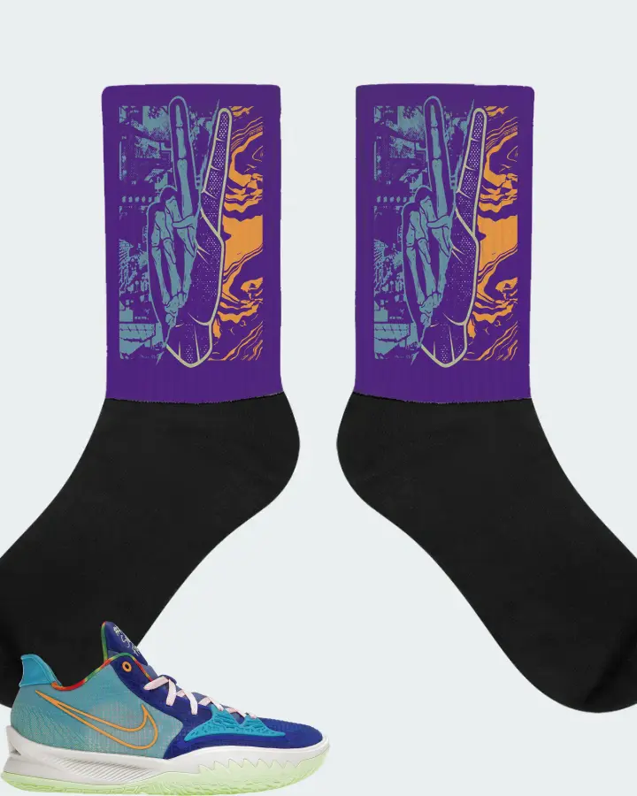 Nike Kyrie 4 Low Sneaker Matching Purple Socks - Peace of mind