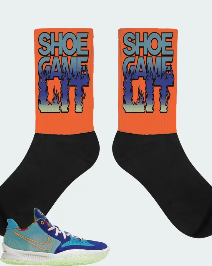 Nike Kyrie 4 Low Sneaker Matching Orange Socks - Shoe Game Lit Refreshed