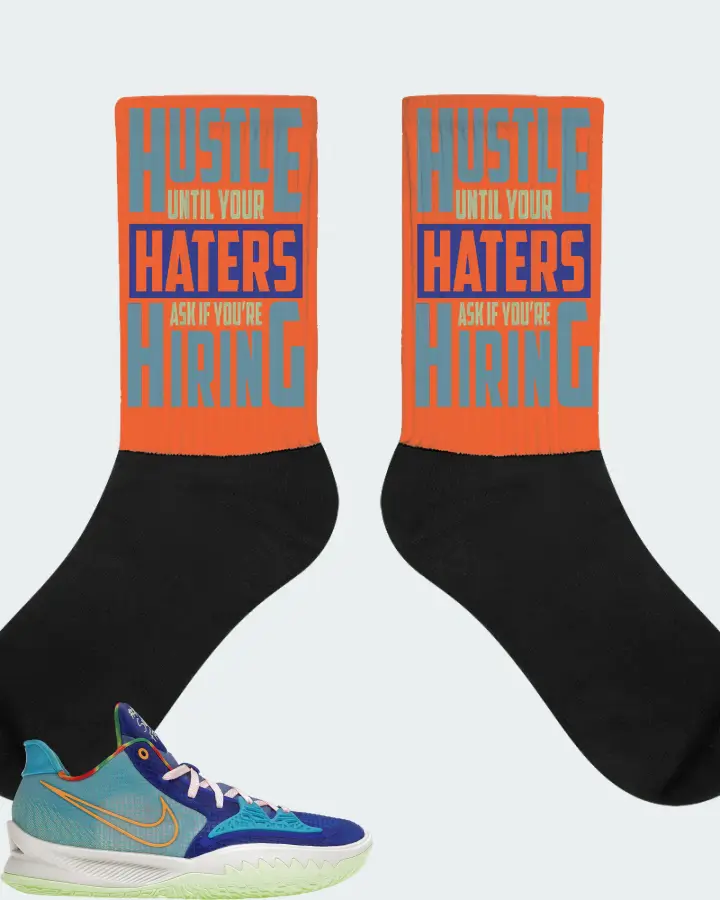 Nike Kyrie 4 Low Sneaker Matching Orange Socks - HUSTLE UNTIL YOUR HATERS