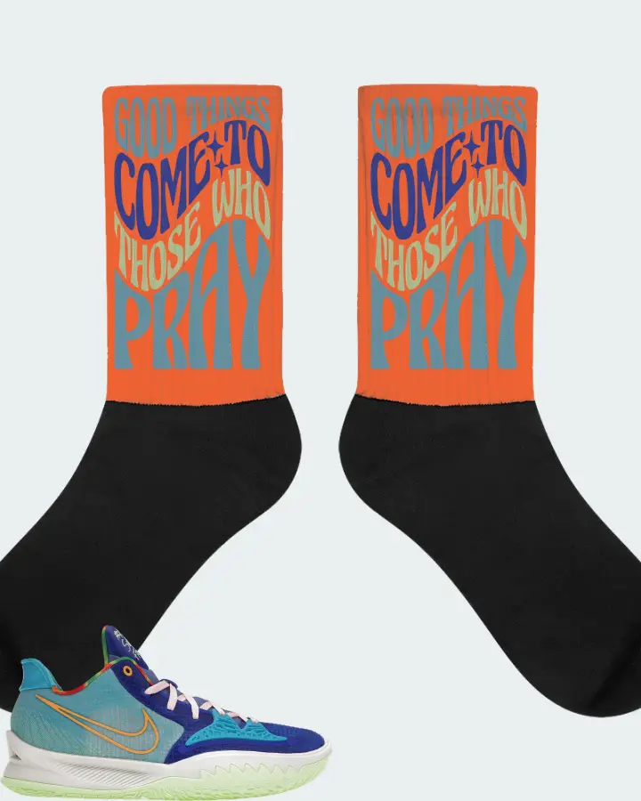 Nike Kyrie 4 Low Sneaker Matching Orange Socks - Good Things Come To Those Who Pray
