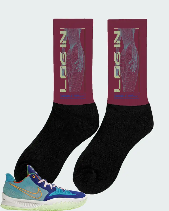 Nike Kyrie 4 Low Sneaker Matching Maroon Socks (LOGIN) - View 3