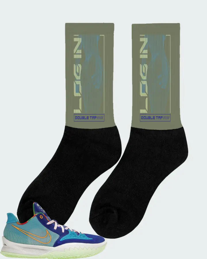 Nike Kyrie 4 Low Sneaker Matching Olive Socks (LOGIN) - View 3