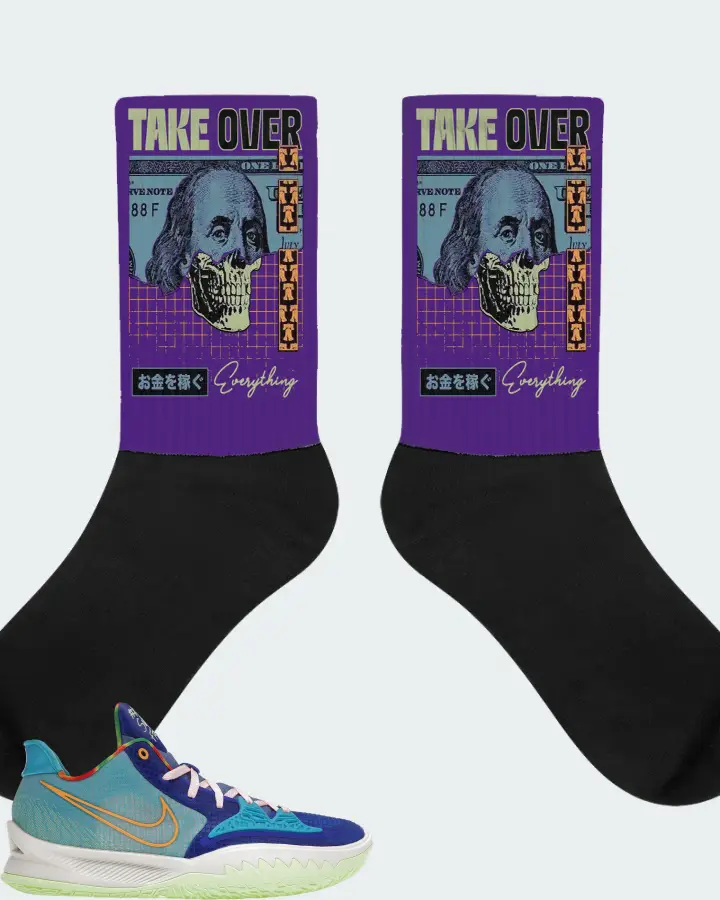 Nike Kyrie 4 Low Sneaker Matching Purple Socks - Take Over