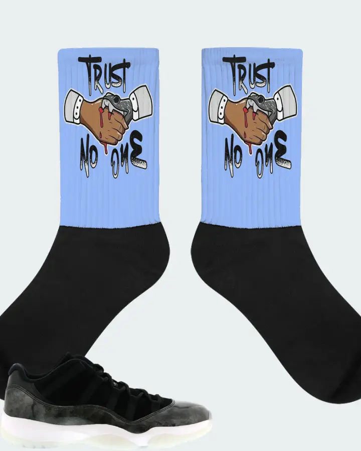 Jordan 11 Retro Low Sneaker Matching Carolina Blue Socks - Trust No One