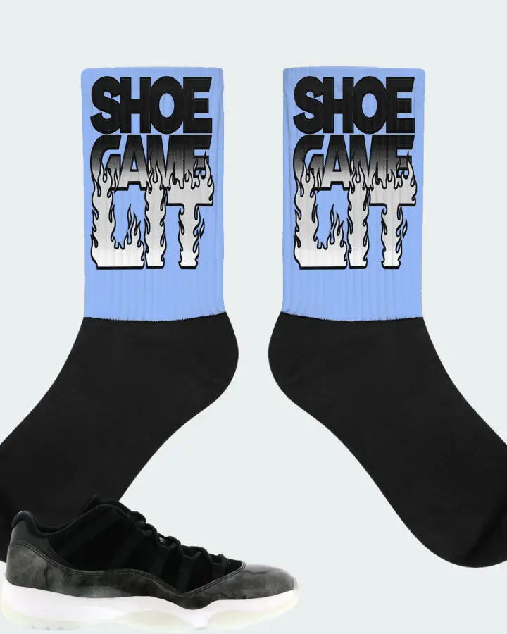 Jordan 11 Retro Low Sneaker Matching Carolina Blue Socks - Shoe Game Lit Refreshed