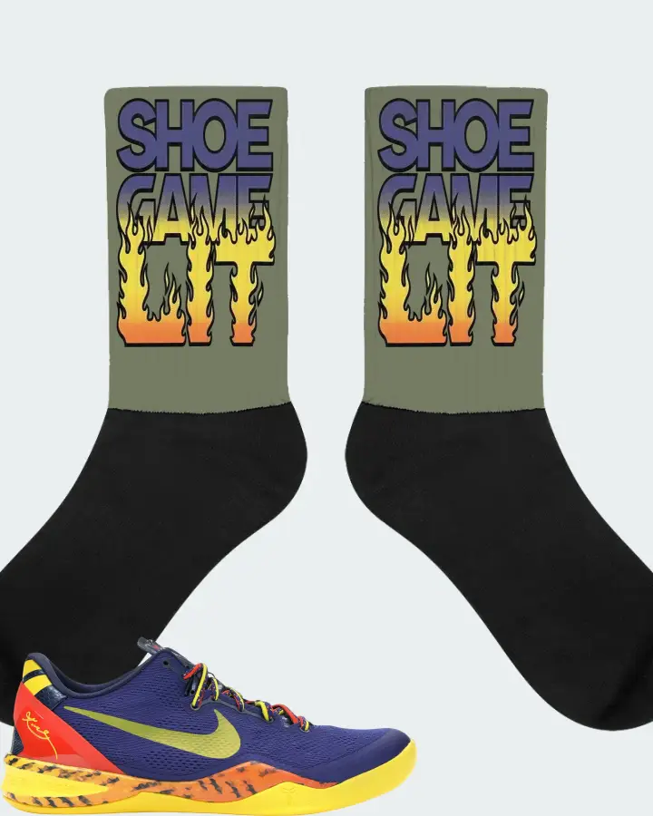 Nike Kobe 8 Sneaker Matching Olive Socks - Shoe Game Lit Refreshed