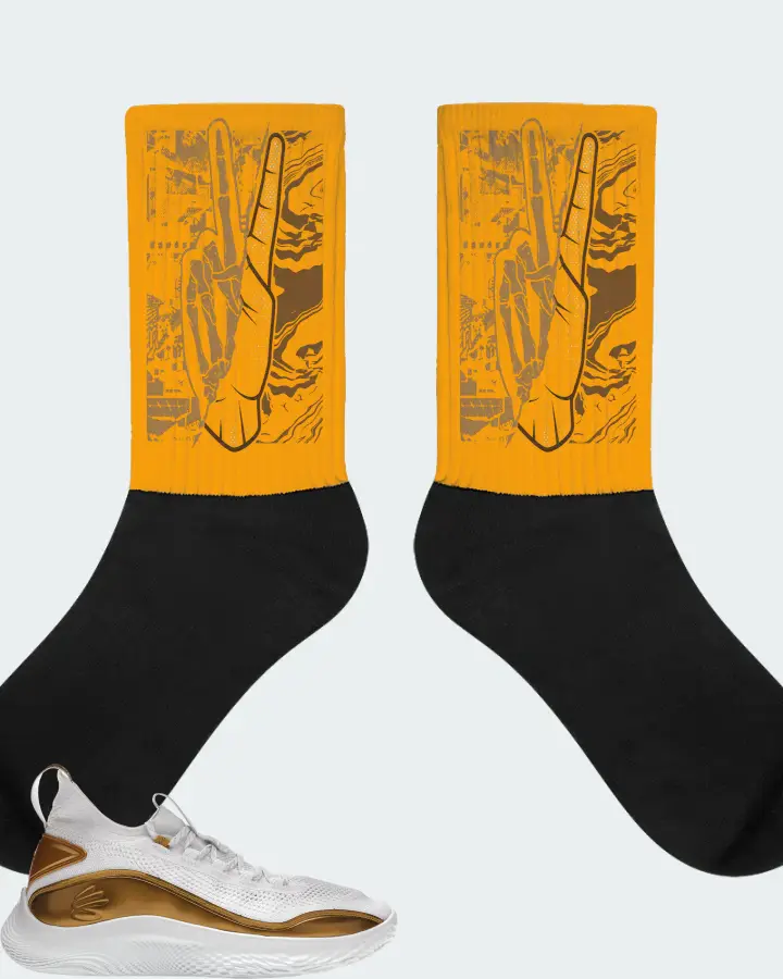 Under Armour Curry Flow 8 Sneaker Matching Gold Socks - Peace of mind