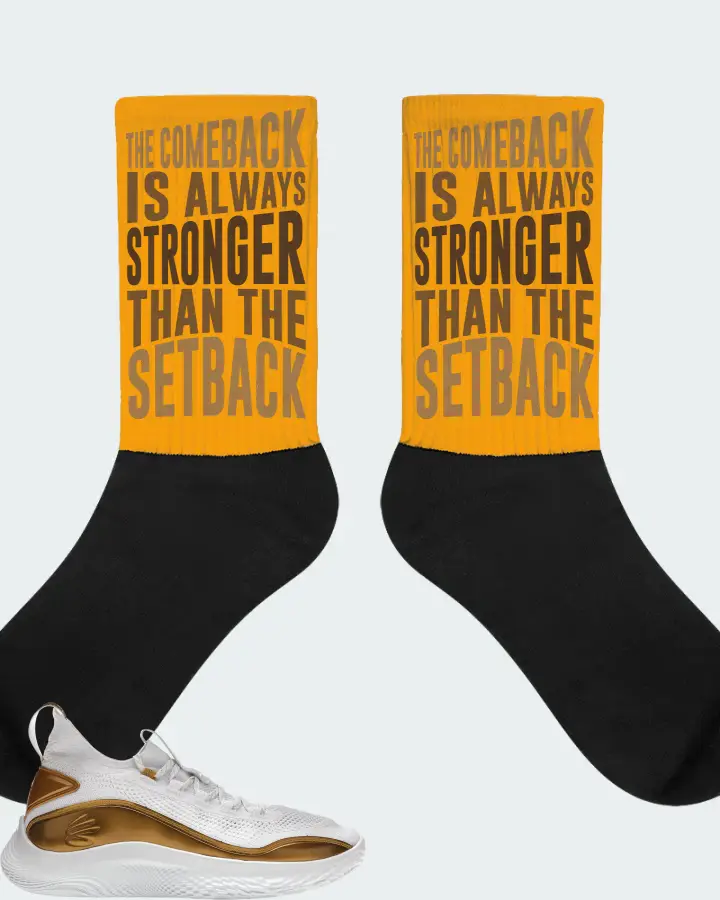 Under Armour Curry Flow 8 Sneaker Matching Gold Socks - The Comeback
